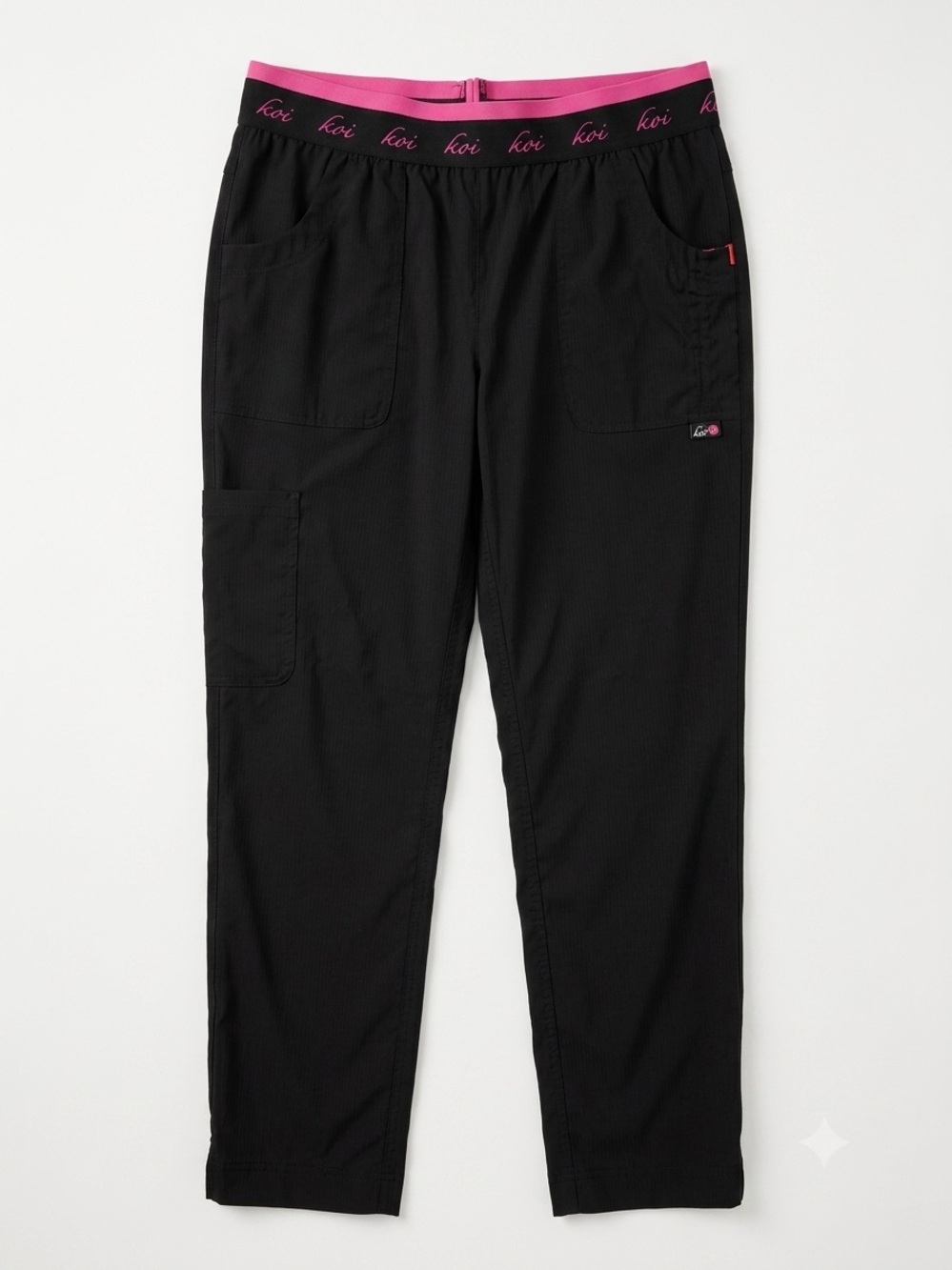 koi lite Black Cargo Pants with Pink Waistband